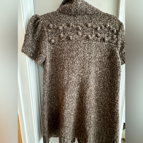 Kenzie Pretty Wool Blend Button Up Sweater coat Vest unique knit Brown XL - Picture 6 of 6